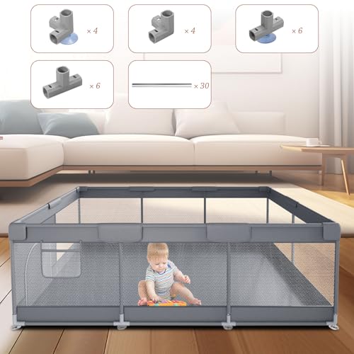 Baby Playpen Extra Large Play Yard with Zipper Gate Indoor Outdoor Safety Activity Center k7