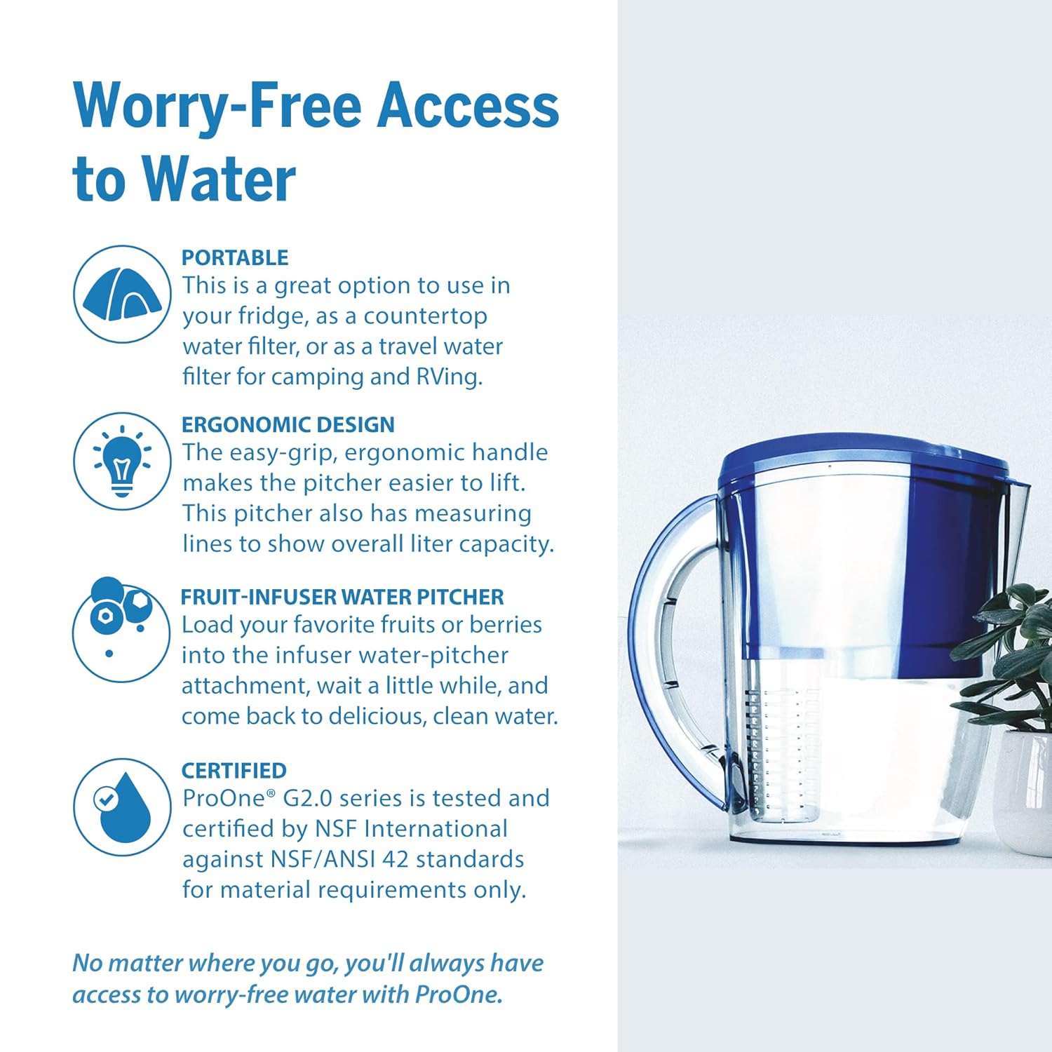 Water Filter Pitcher with Fruit Infuser, 2-Pack k7