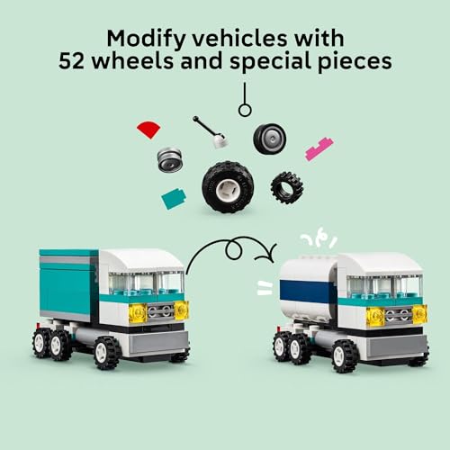 Building Brick Vehicle Set with Ice Cream Truck and Police Car Toy k7