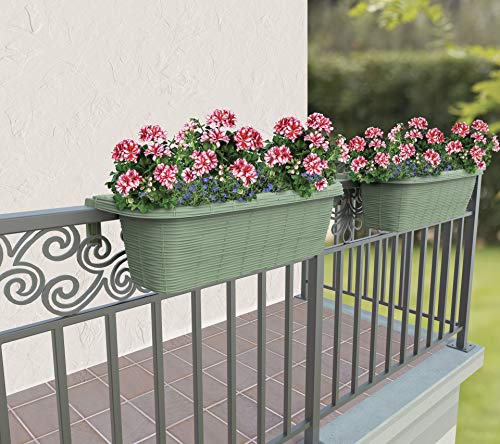 Railing Planter 23.5" Adjustable White Ratan Look k7