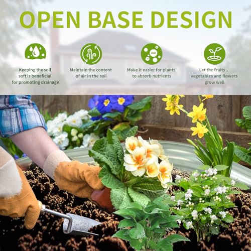 Oval Metal Raised Garden Bed Planter Box 6x3x1ft Silver a7