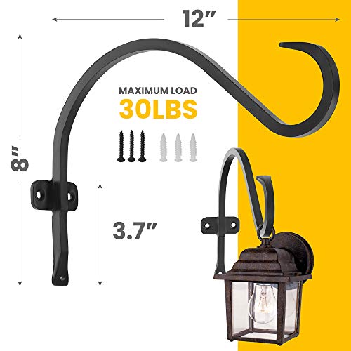Hanging Plant Bracket 4 Pack 12 Inch Wrought Iron Outdoor Hook a7