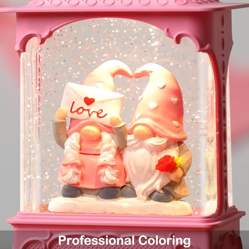 Easter Snow Globe Lantern with Timer Swirling Glitter, Indoor Decor A7