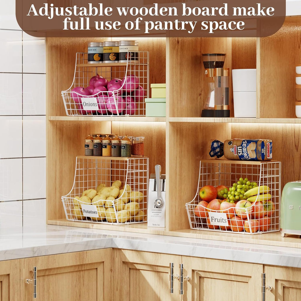 Hanging Kitchen Baskets 3 Pack with Wood Lid A7