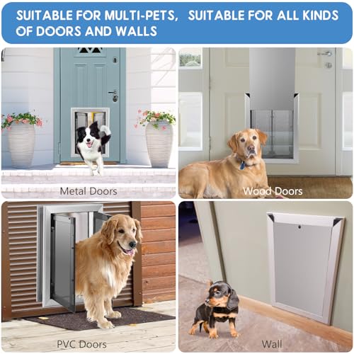 Weatherproof Aluminum Dog Door for Large Dogs and Cats A7k