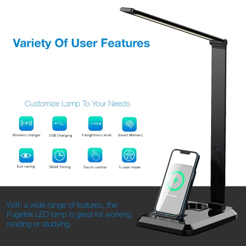 LED Desk Lamp with Wireless Charger and USB Port a7