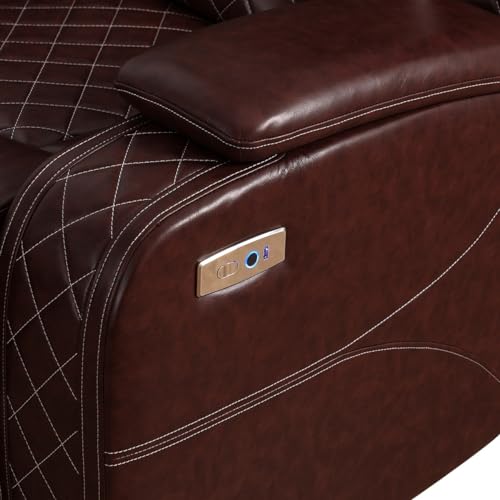 Brown Leather Recliner Sofa Set 3-Piece A7k