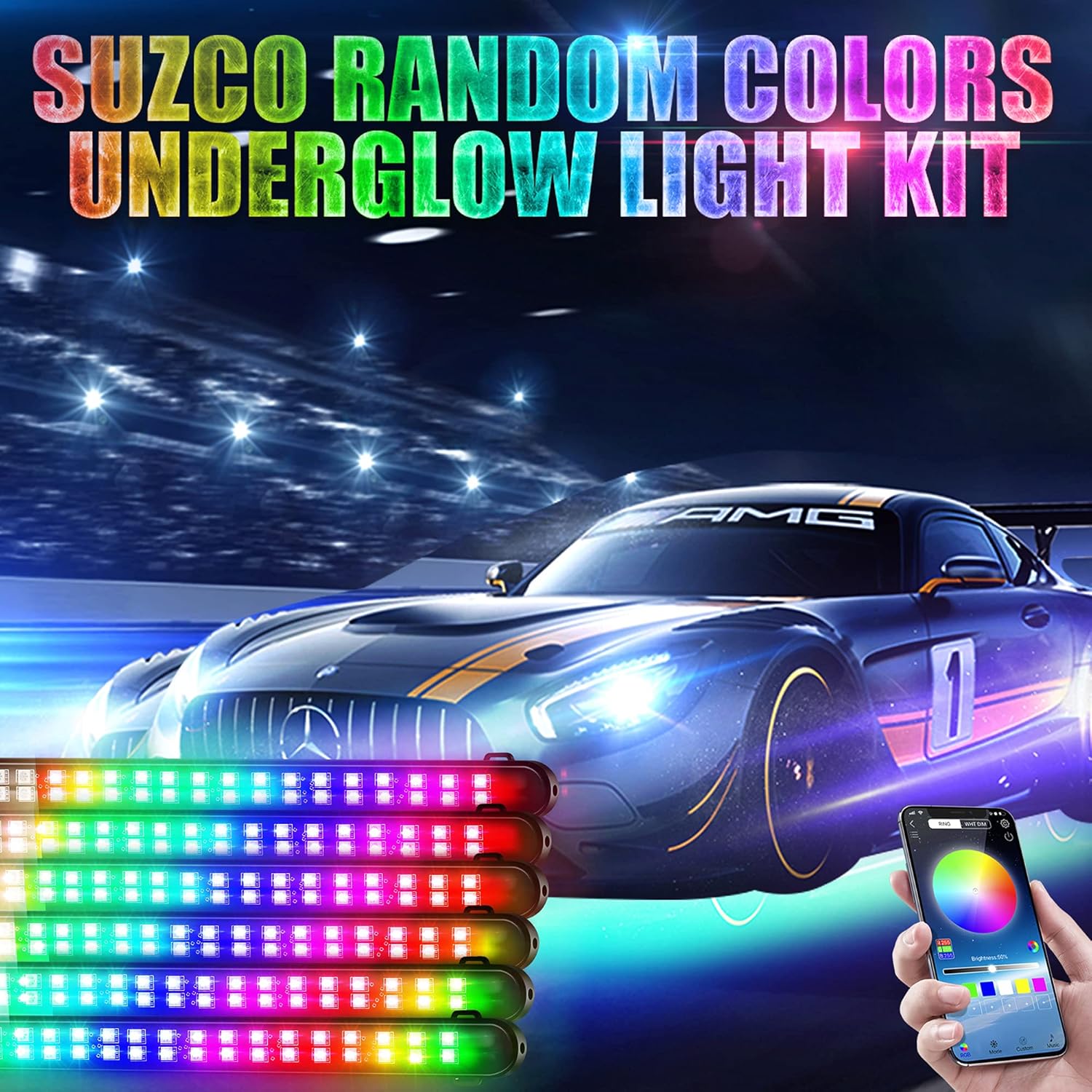Car Underglow Lights 216-LEDs APP Control IP68 12V a7