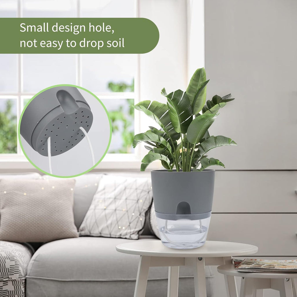 Self-Watering Plant Pot 6 Inch 6 Pack Grey a7