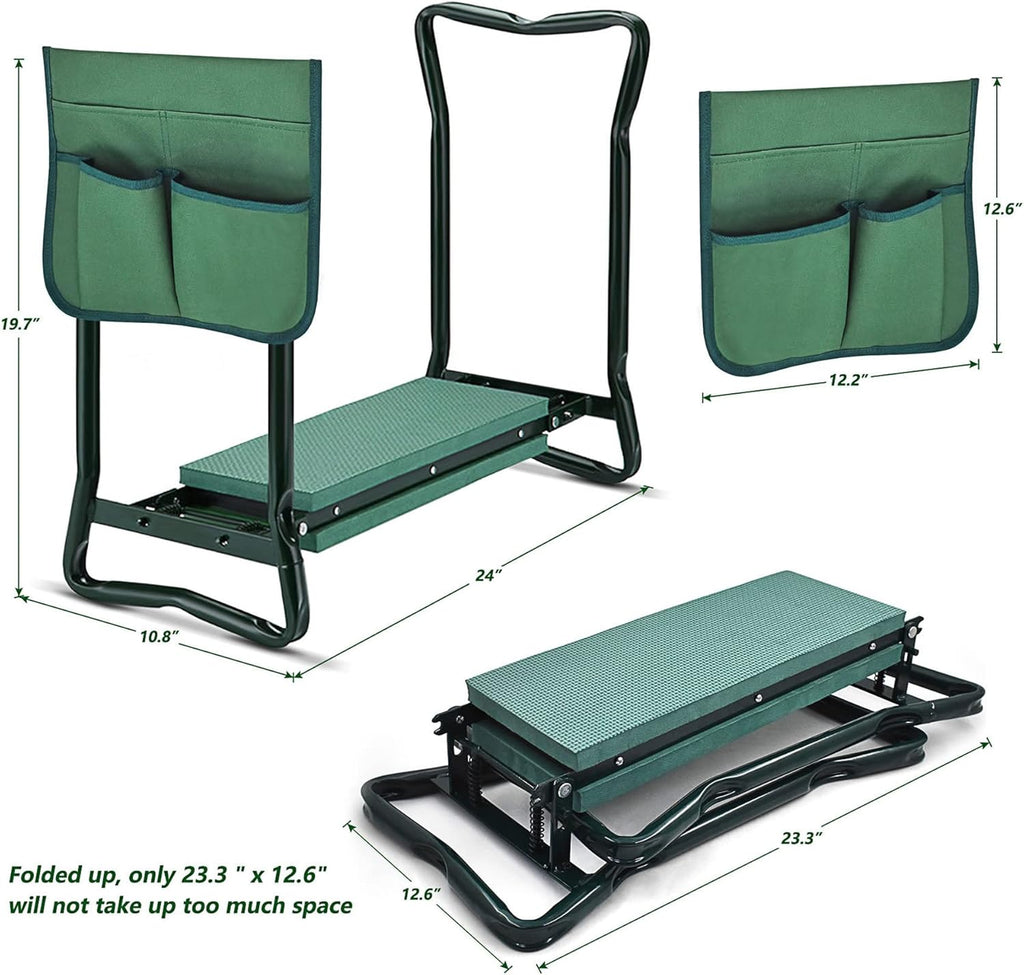 Garden Kneeler Seat Folding Stool with Tool Bag Pouch k7m