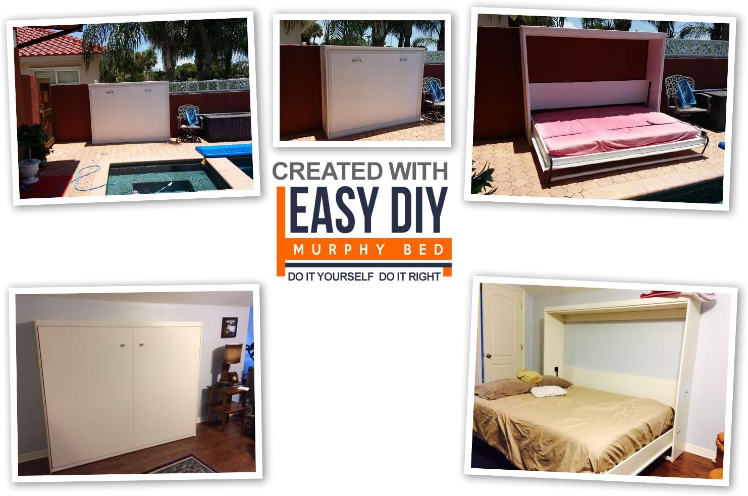 Queen Size Murphy Bed Hardware Kit DIY Wood Frame Folding Wall Bed 7k