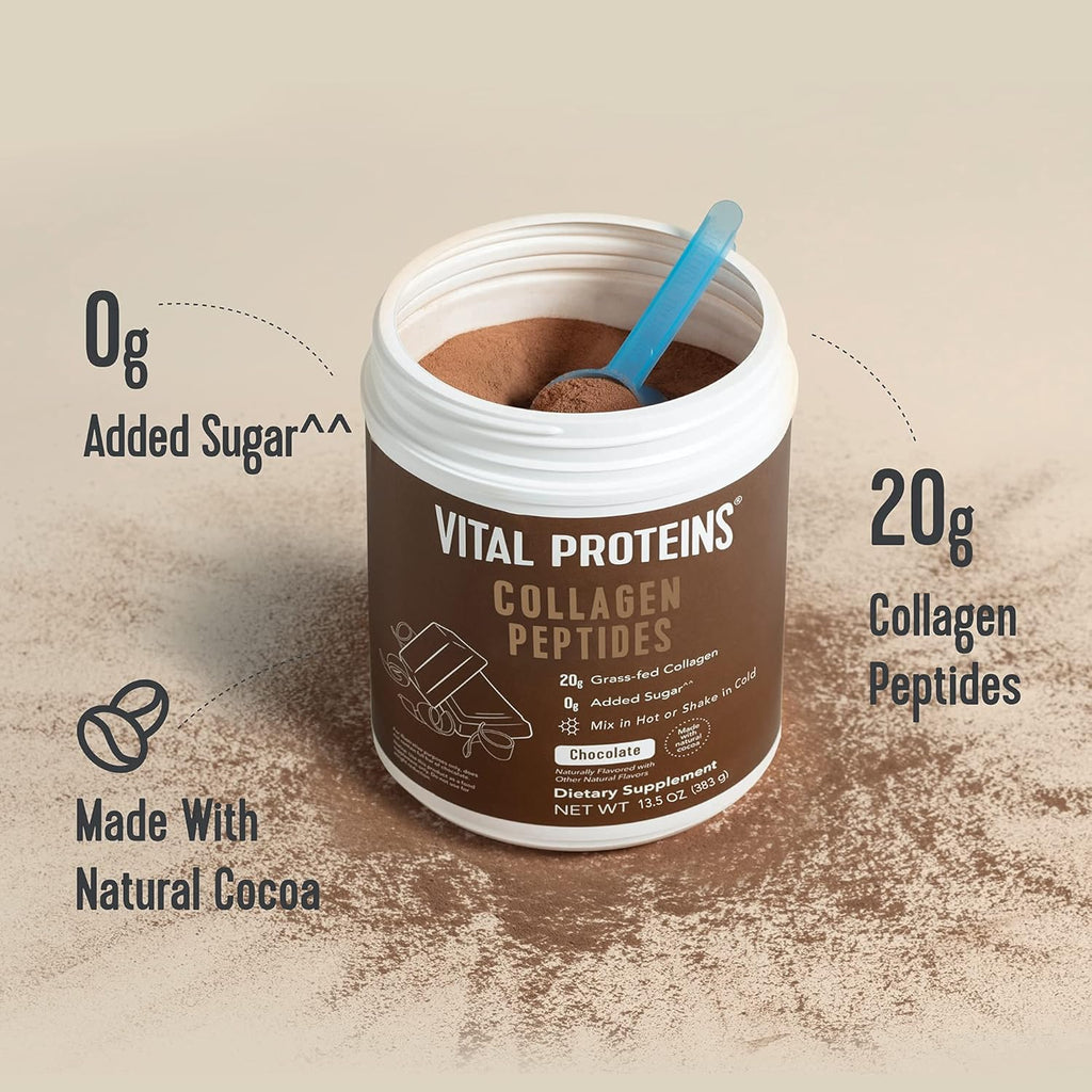 Chocolate Collagen Powder Supplement for Skin Hair Nail Joint, 27g per Serving, 26.8 oz Canister Pack of 2 k7