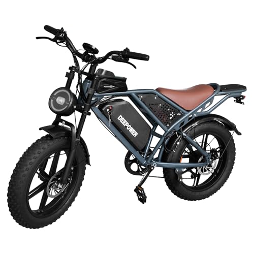 DEEPOWER Electric Bike for Adults,1500W/3500W Peak Motor 30MPH 35-180 Miles Electric Bicycle,Dual Suspension Ebikes for Adults, 20" Fat Tire E Bike with 624-2880Wh Battery,UL 2849 Tested
