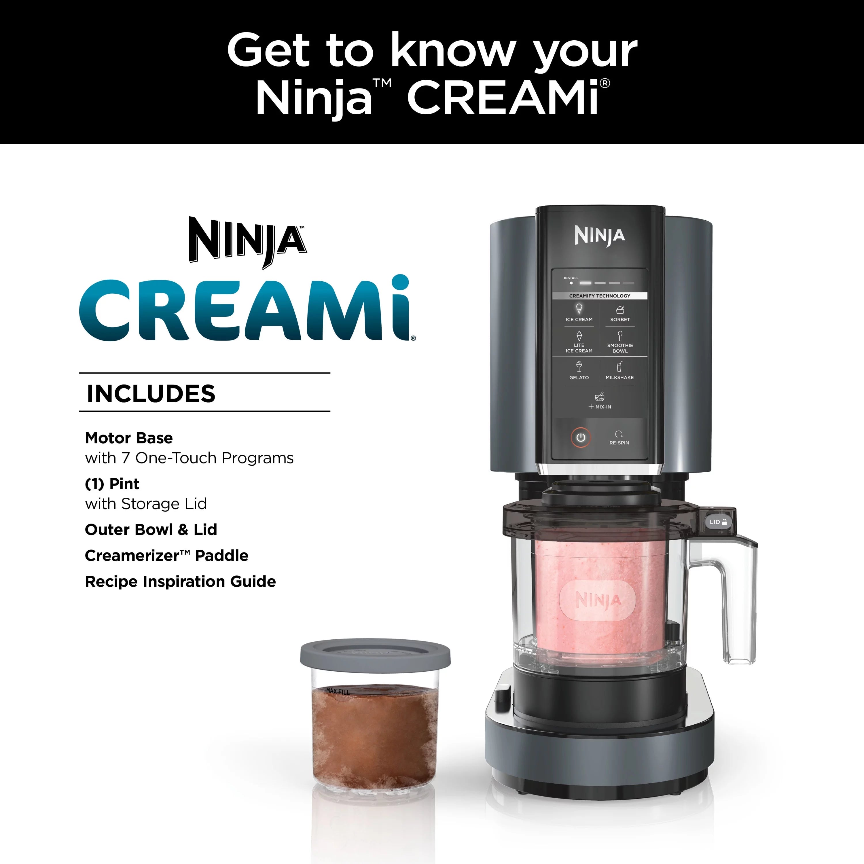 Ice Cream Maker with 7 One-Touch Programs Silver 7k