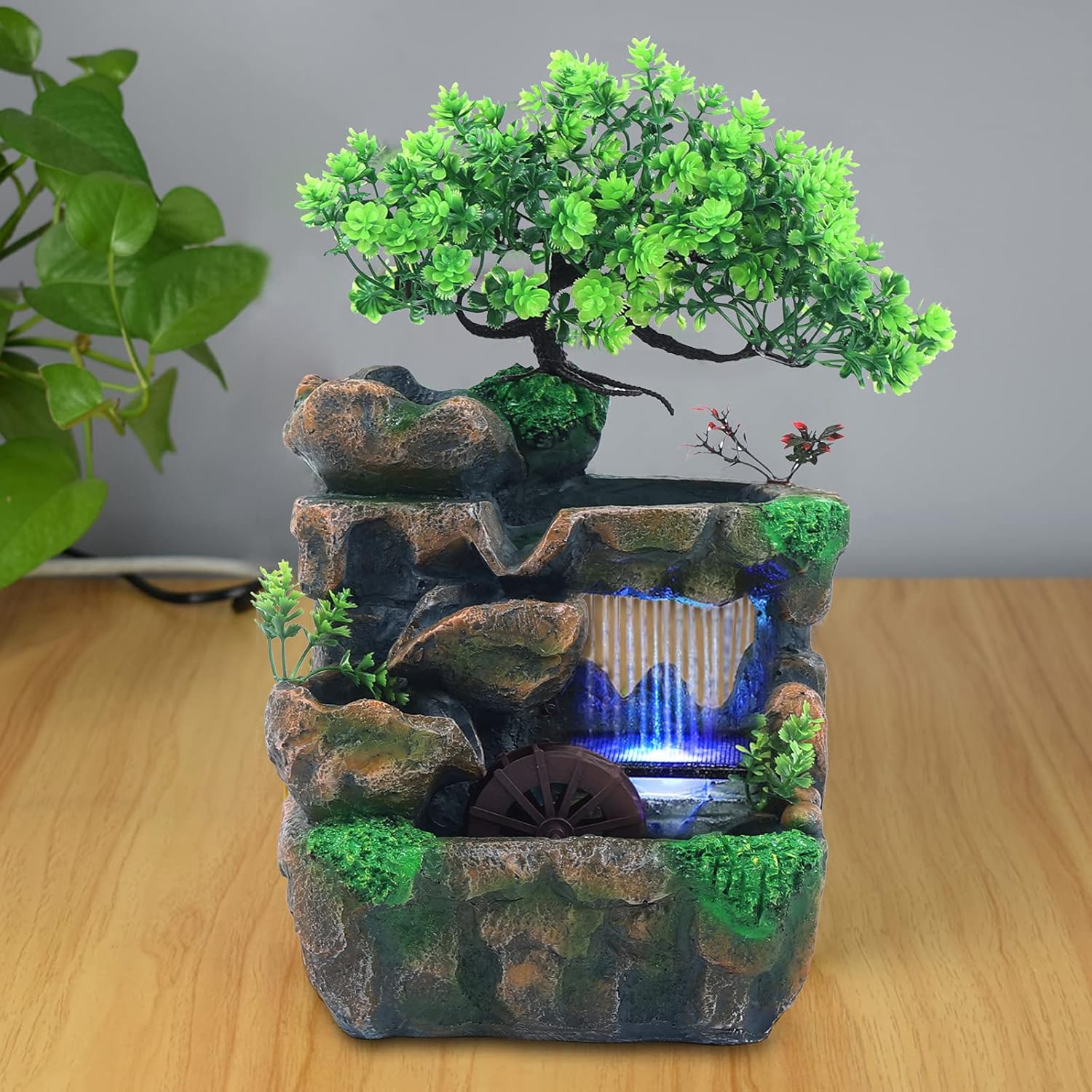 Indoor Tabletop Rock Water Fountain with LED Light a7