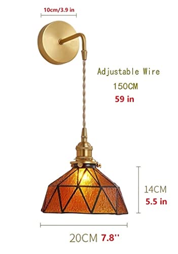 Battery Wall Sconces Set of 2 with Remote Brown Glass Shade A7