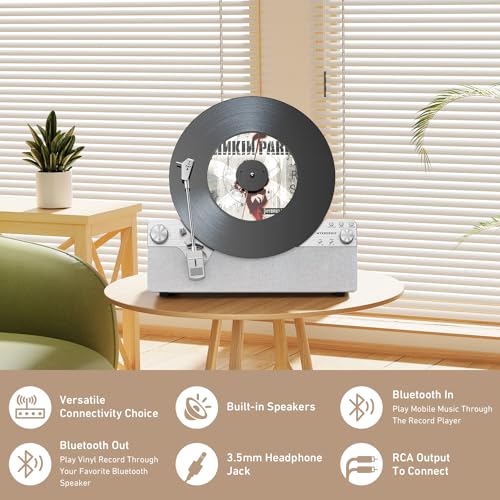 Vertical Automatic Bluetooth Turntable with Speakers A7