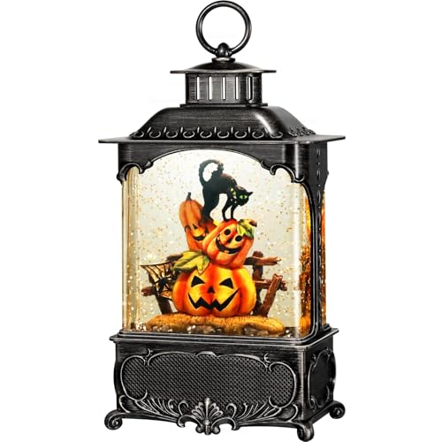 Easter Snow Globe Lantern with Timer Swirling Glitter, Indoor Decor A7