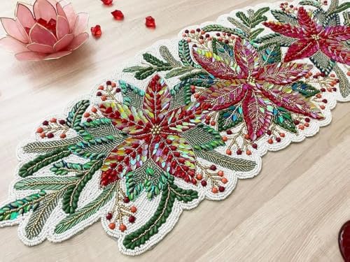 Beaded Table Runner 13x36 Multicolour H7q