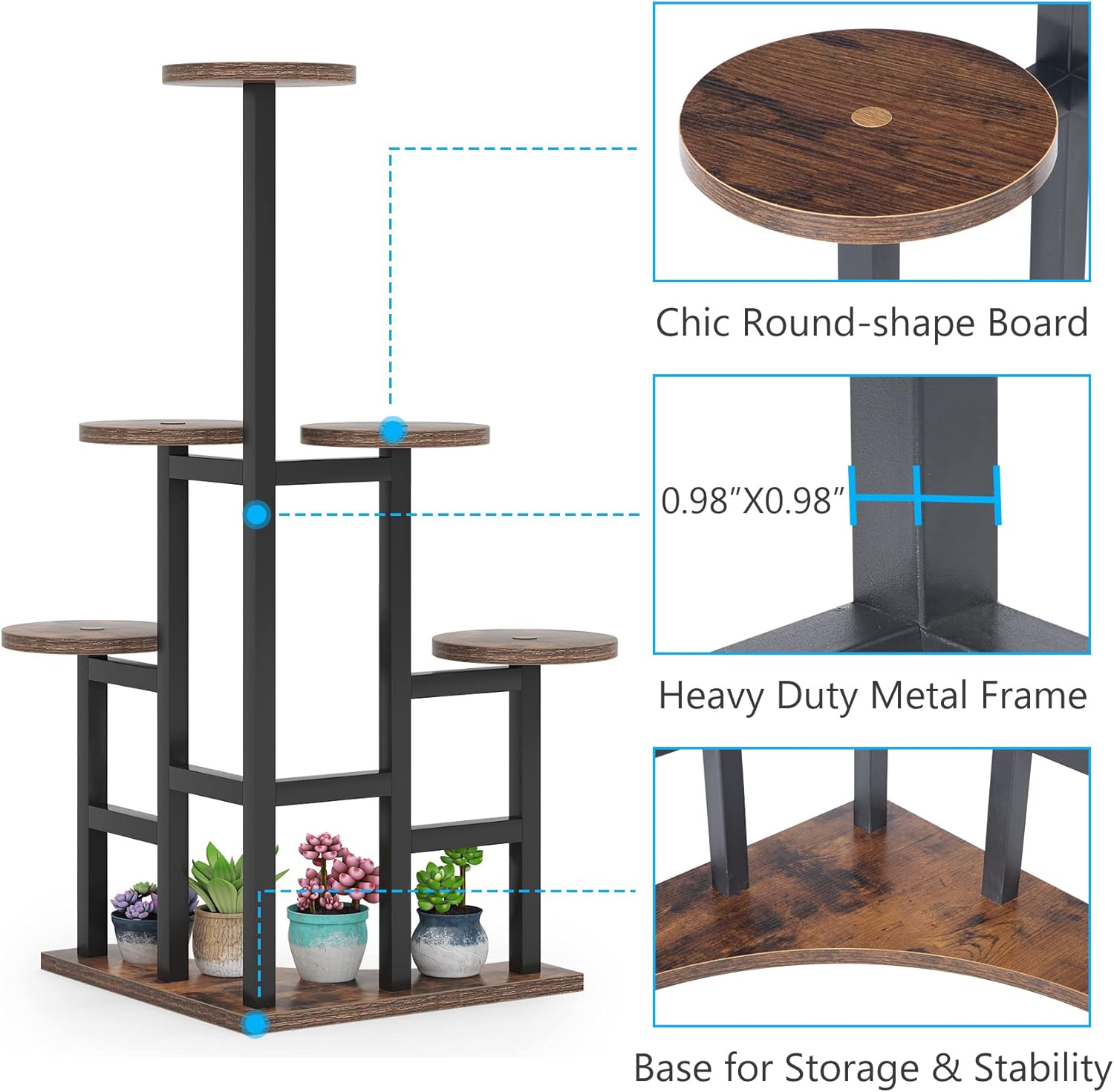 Tiered Corner Plant Stand Indoor Tall Flower Shelf Rack Rustic Brown k7
