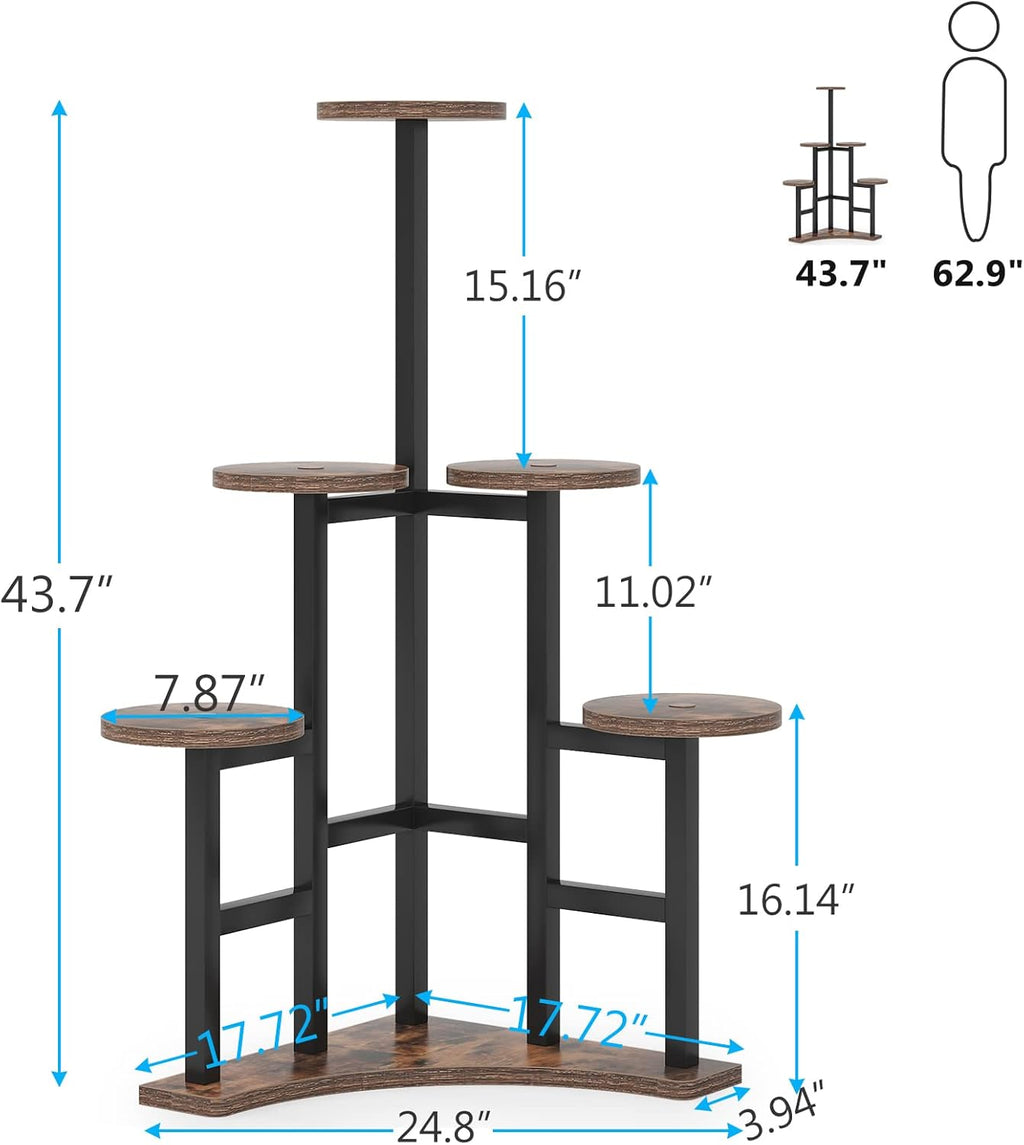Tiered Corner Plant Stand Indoor Tall Flower Shelf Rack Rustic Brown k7
