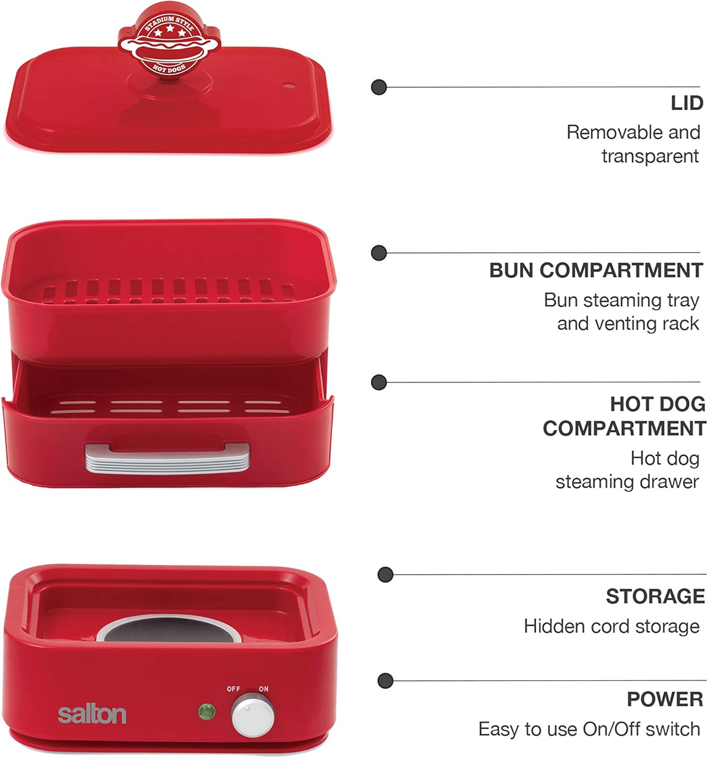 Hot Dog Steamer Transparent Red k7