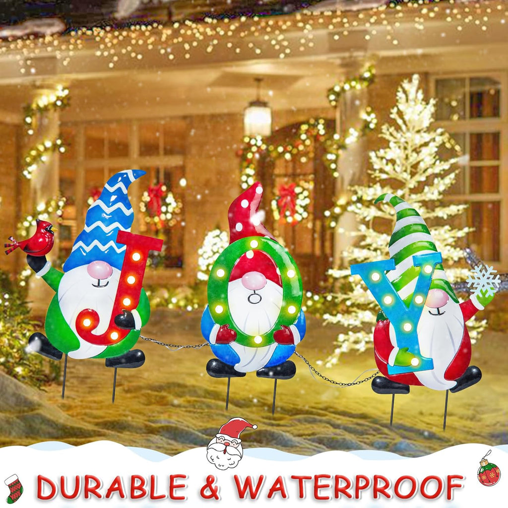 Outdoor Christmas Yard Stakes with LED Light 3pc a7
