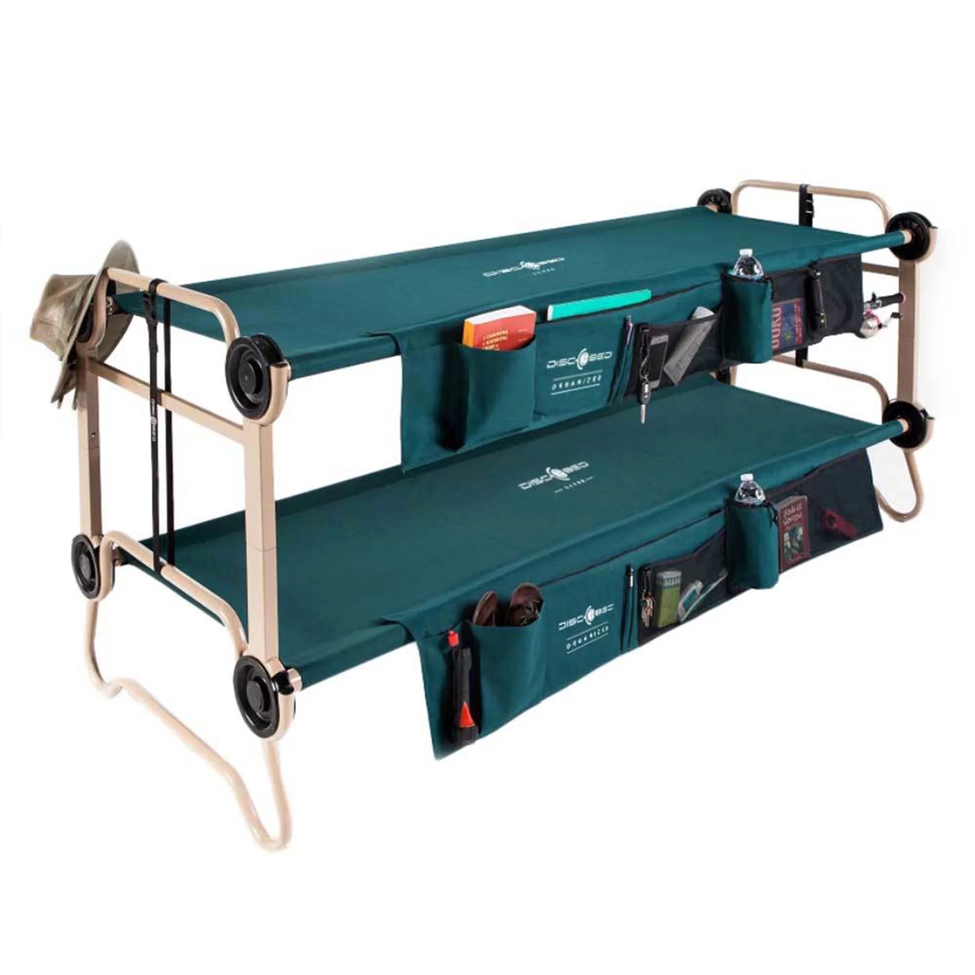Large Double Cot with Storage Organizers, Green k7