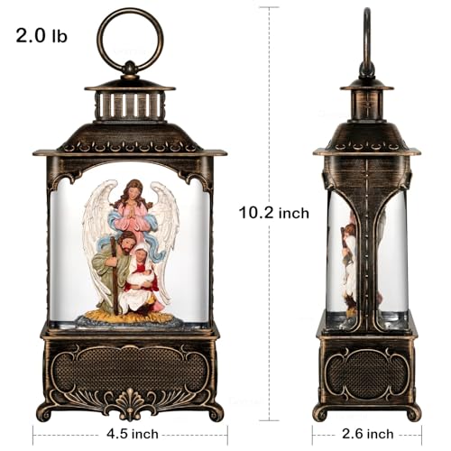 Easter Snow Globe Lantern with Timer Swirling Glitter, Indoor Decor A7