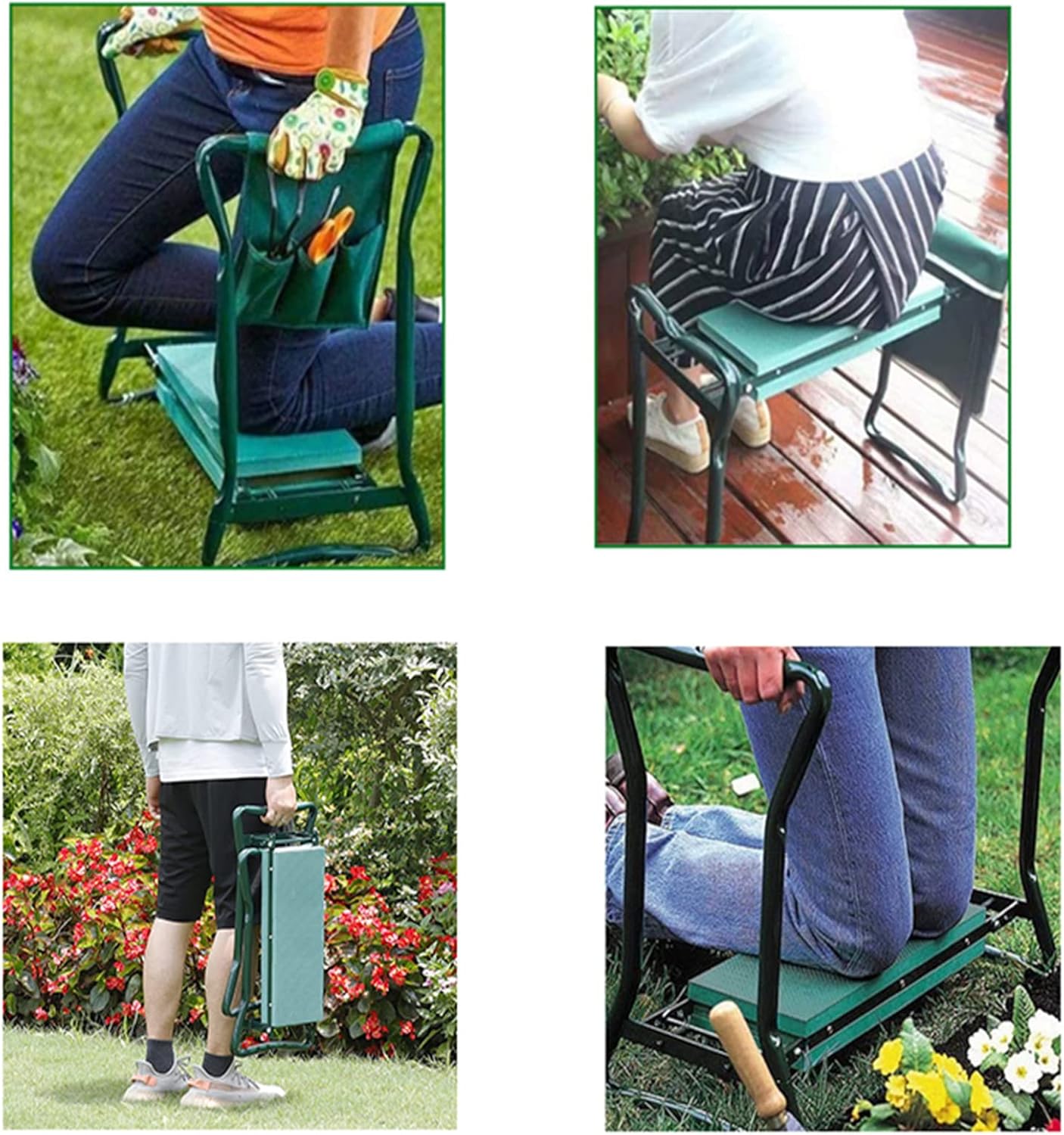 Garden Kneeler Seat Stool with Tool Bag Pouch K7m