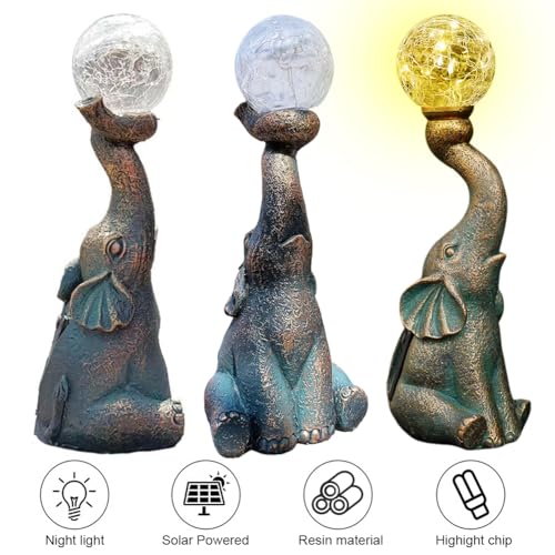 Elephant Statue Solar Garden Light Decor a7