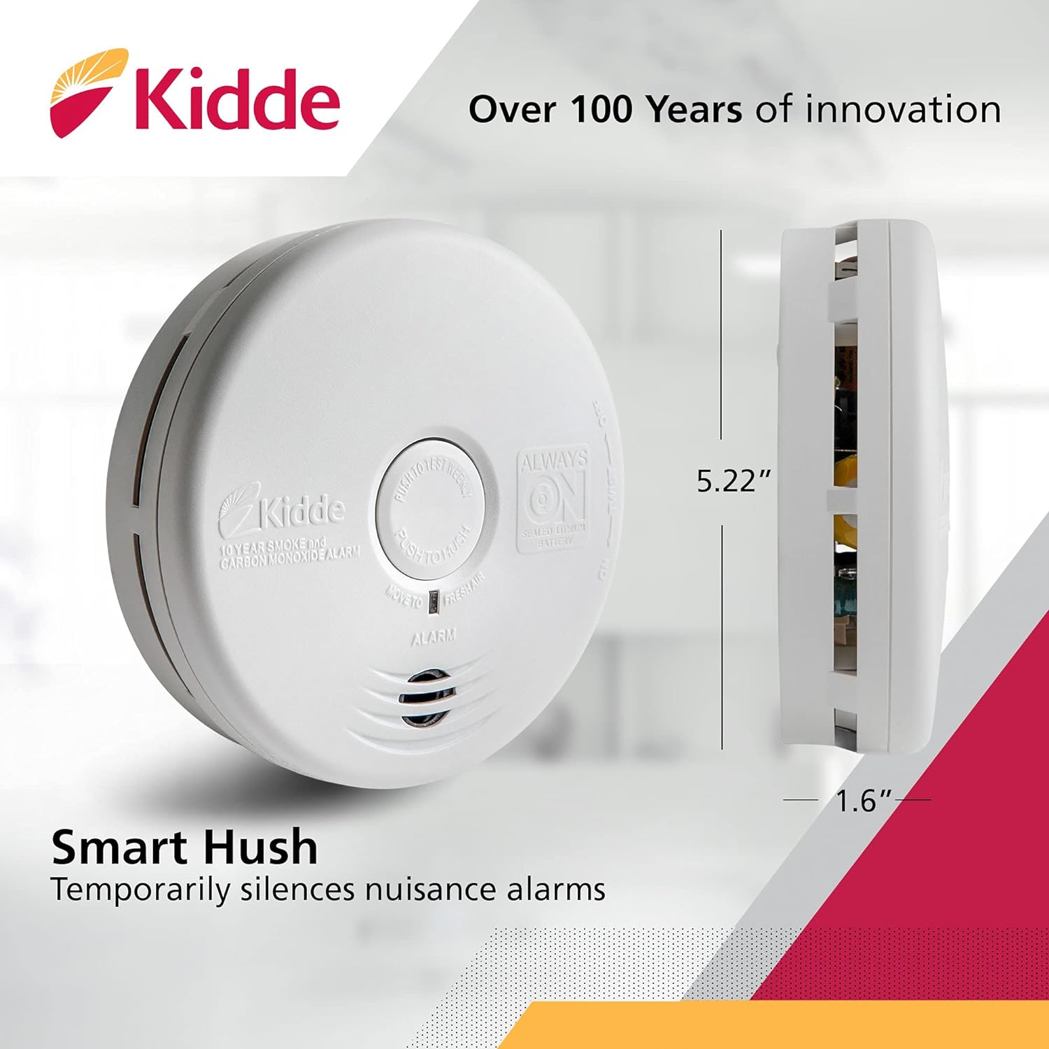 Smoke & Carbon Monoxide Detector Combo with Hush Button A7k