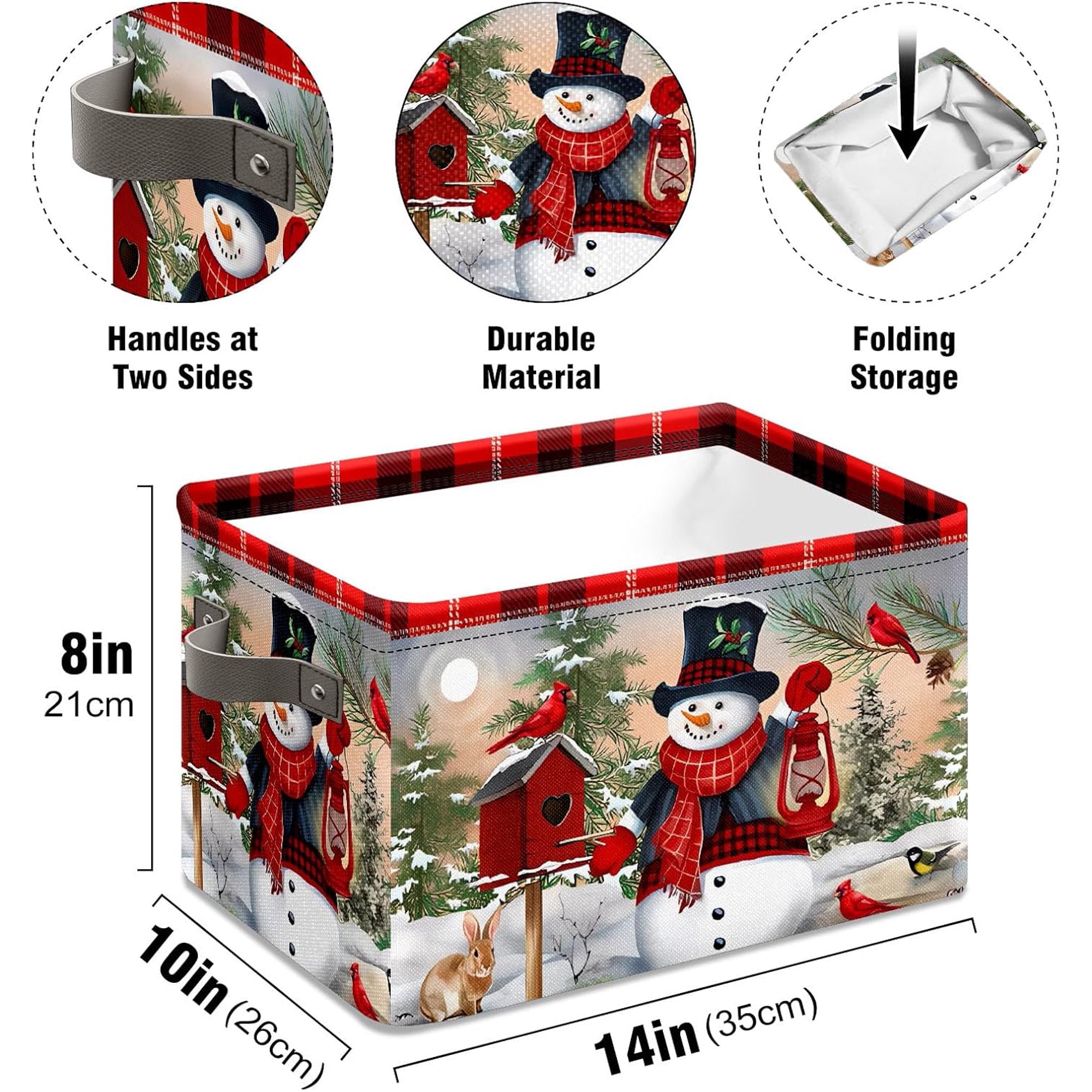 Christmas Snowman Foldable Storage Baskets with Handles 2 Pack k7m
