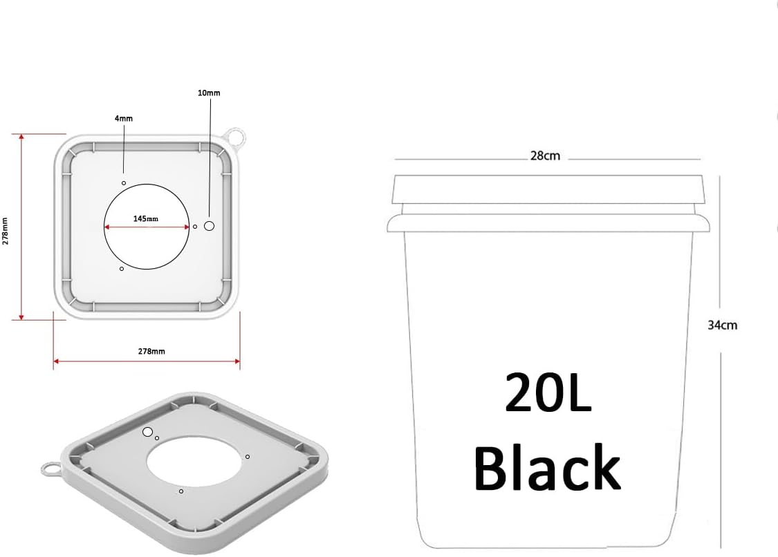 Hydroponics RDWC Grow System 20L 4 Sites Black k7