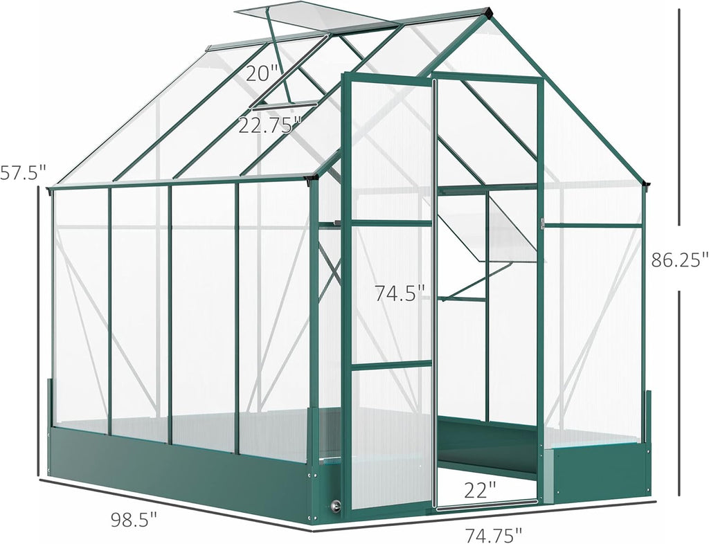 Polycarbonate Walk-in Greenhouse 6x8x7 A9