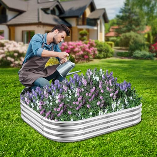 Galvanized Oval Raised Garden Bed for Vegetables 5x3x1ft K7