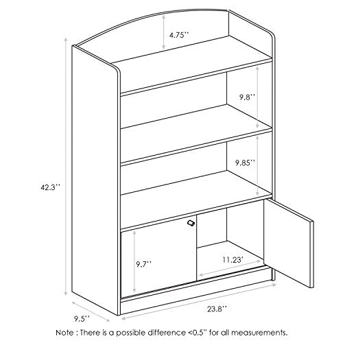 Bookshelf with Storage Cabinet 3-Tier Pink a7