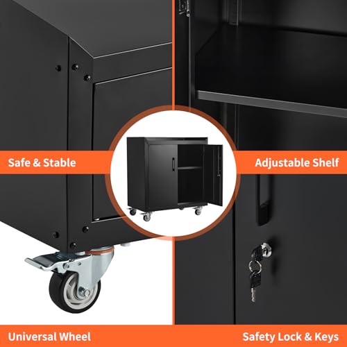 Lockable Metal Tool Cabinet with Wheels A7