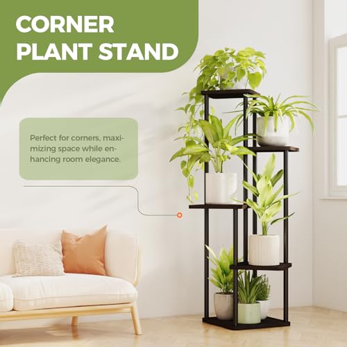 4 Tier Plant Stand Indoor Metal Shelf Black k7