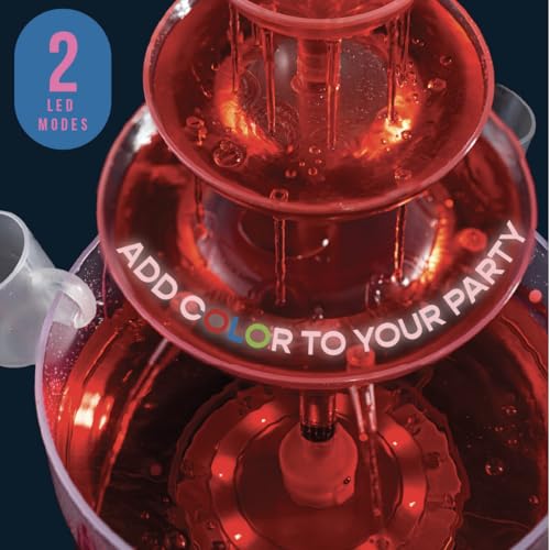 Drink Fountain for Parties - 1.5 Gal, 3 Tier Punch Bowl Tower, LED Base, 4 Cups a7