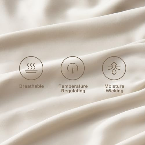 Queen Sheets Set, Cooling Bamboo Bedding, Deep Pocket, Dark Green K7