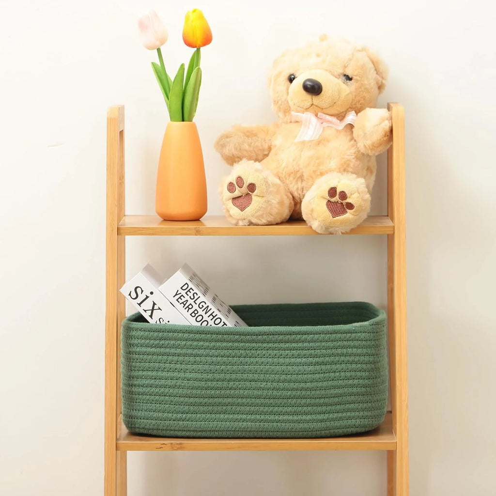 Small Storage Baskets for Organizing, Woven Rope Cube Bins 3 Pack A7
