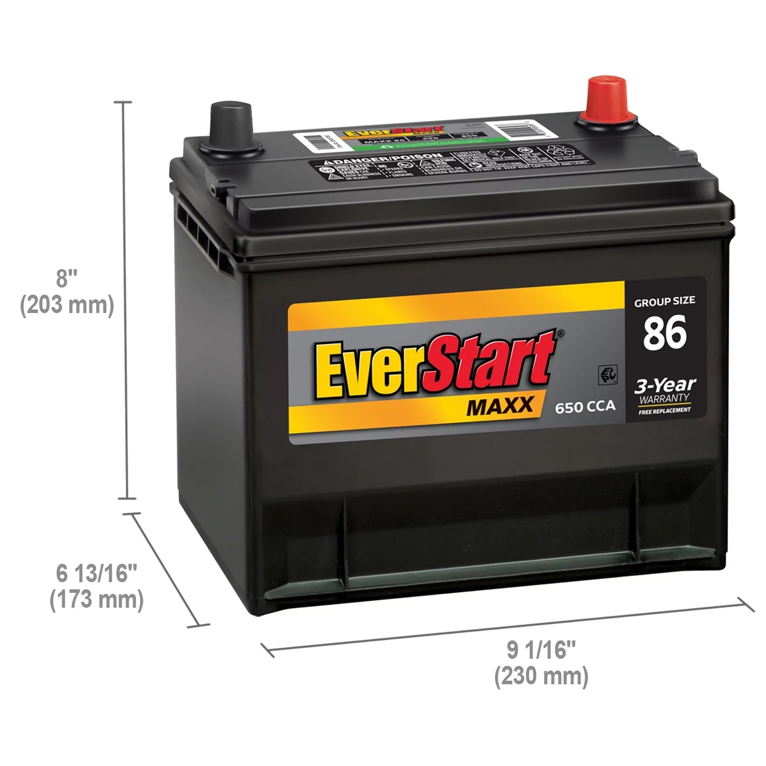 Car Battery Group Size 86 12V 650 CCA k7