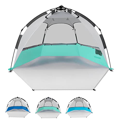 Beach Tent Pop Up Shade, Instant Beach Tents Sun Shelter with UPF 50+ UV Protection, Lightweight & Easy Setup Beach Tent 2-6 Person