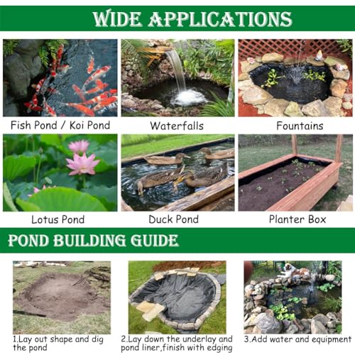 Pond Liner 20 Mil HDPE for Outdoor Fish Pond 10x13ft a7