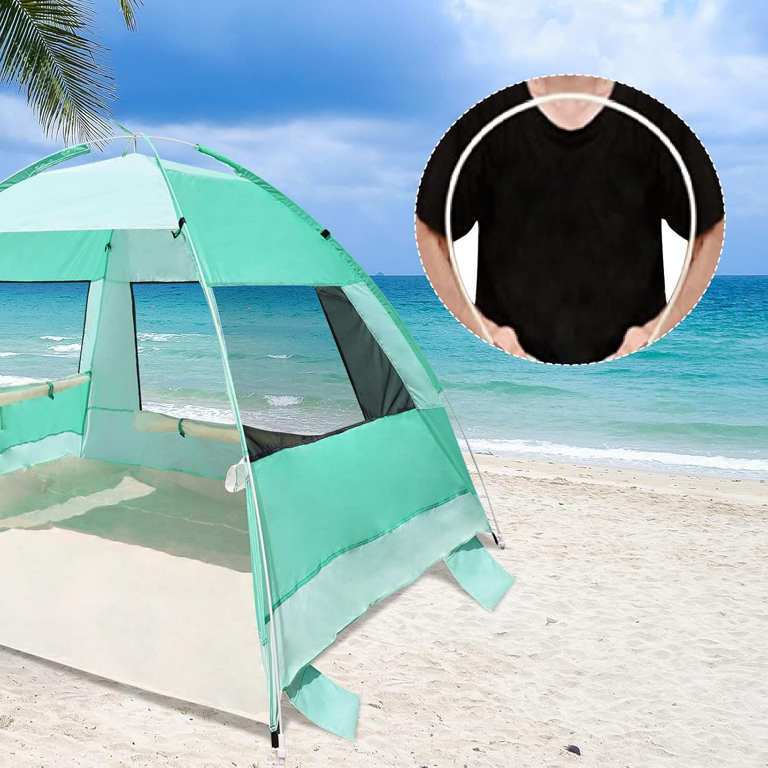 Pop Up Beach Tent, Anti-UV, 3 Mesh Windows G7