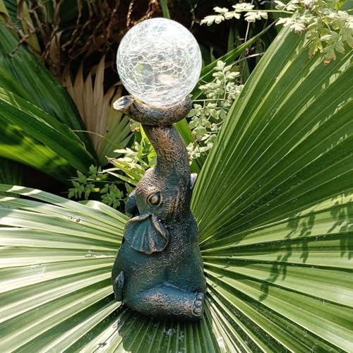 Solar Angel Statue with Cracked Glass Ball Ornament k7p