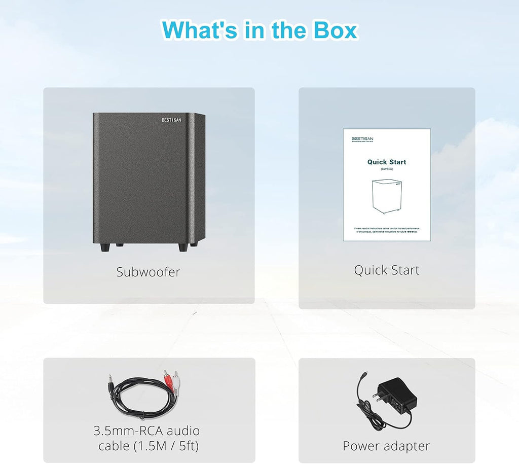 Powered Subwoofer for Home Theater, Deep Bass, Compact Size 7k
