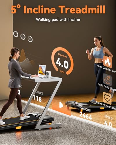 Walking Pad Treadmill, Under Desk Portable 330lbs Capacity 2.5HP 9k