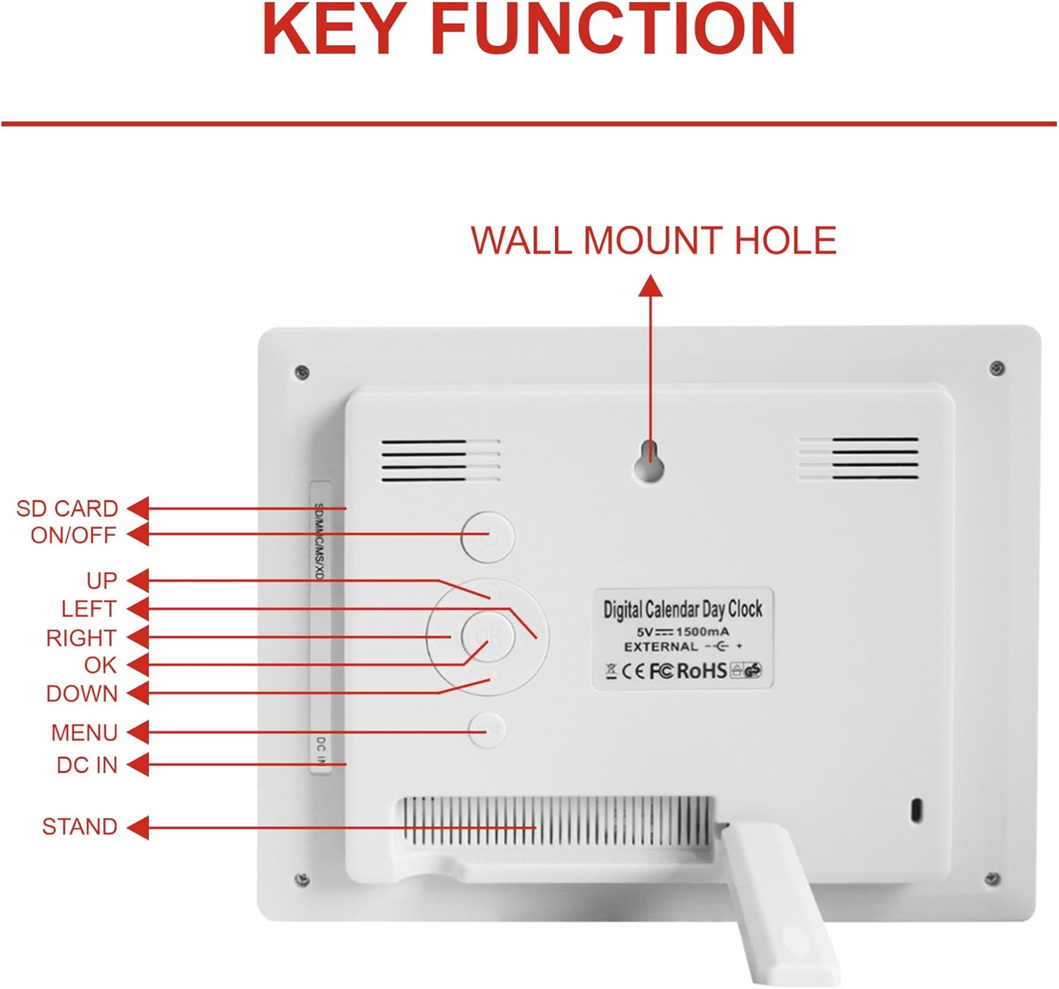 Extra Large Digital Day Clock with Auto-Dimming k7